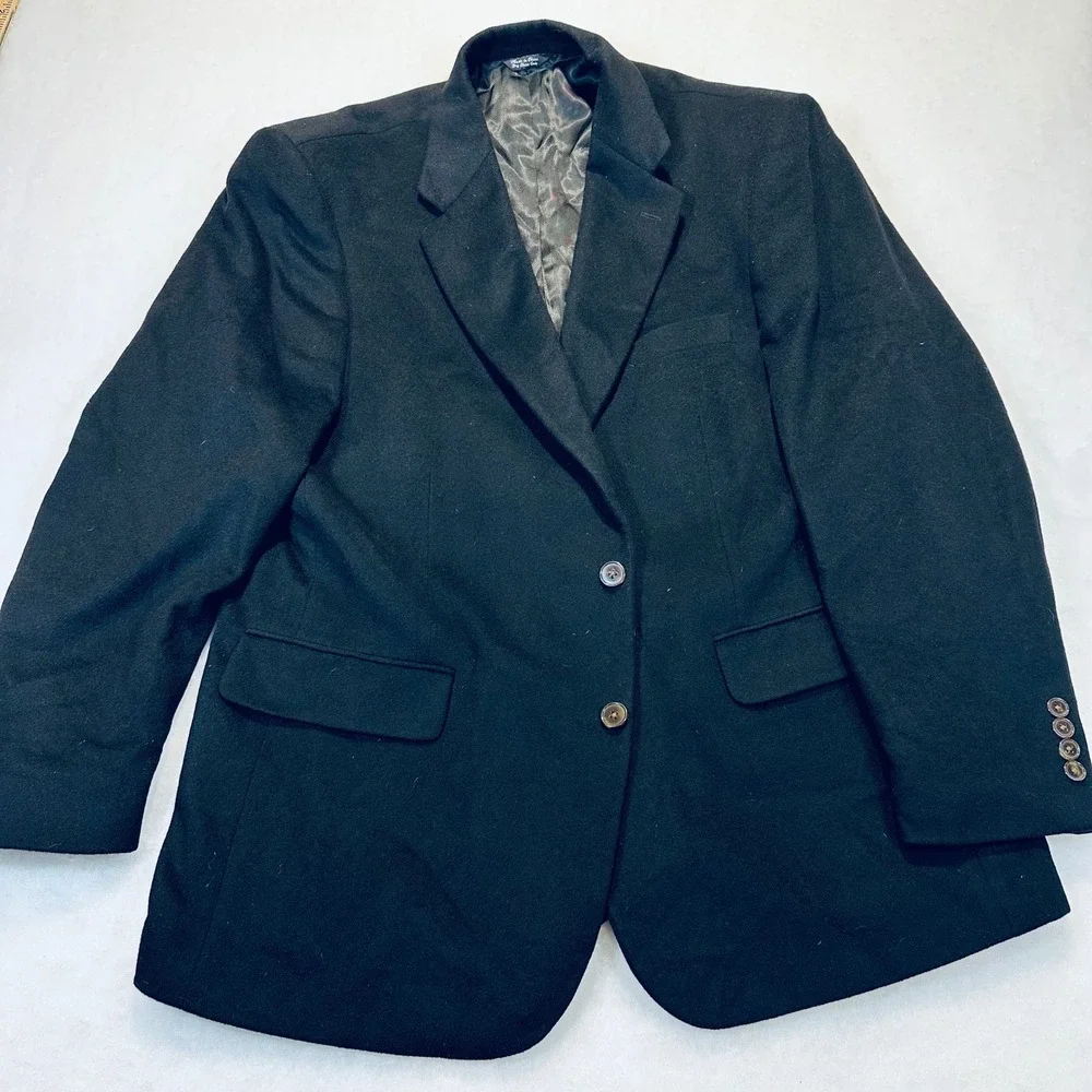 Marshall Field's Blazer Mens 100% Cashmere Black Classic Luxury Professional